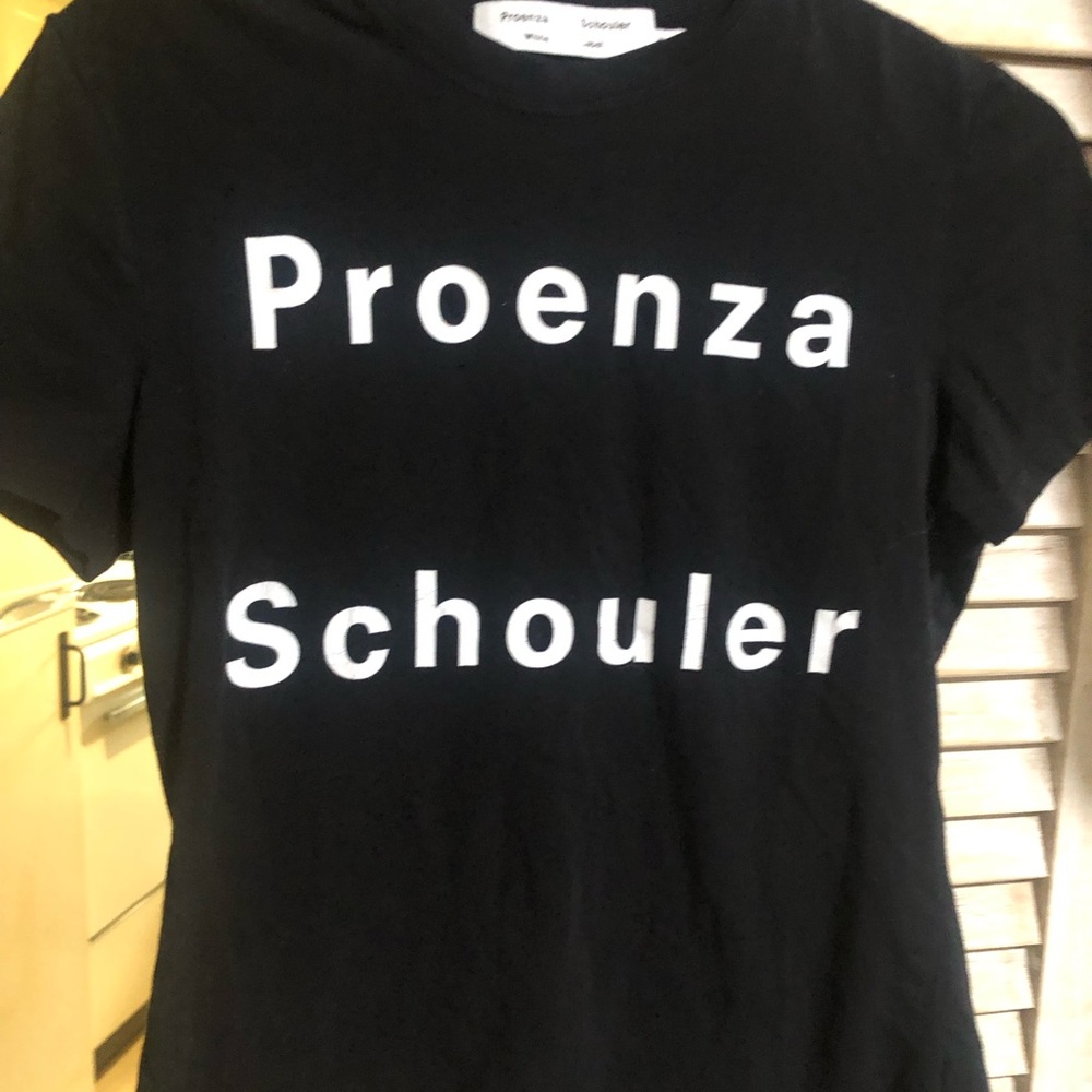 Proenza Schouler Black T-Shirt with White Logo